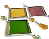 Spring Set of Three Stained Glass Suncatchers Pastel Colors