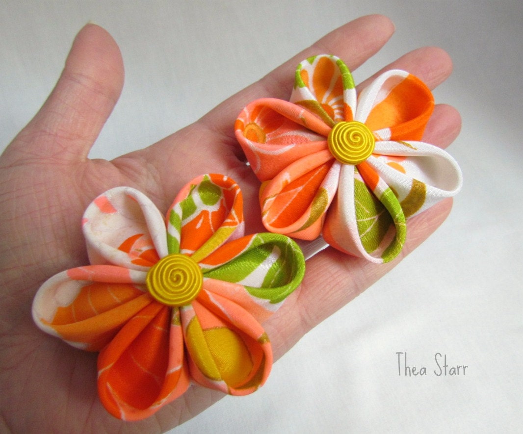 Kanzashi Hair Flower Clips - Spumoni Set