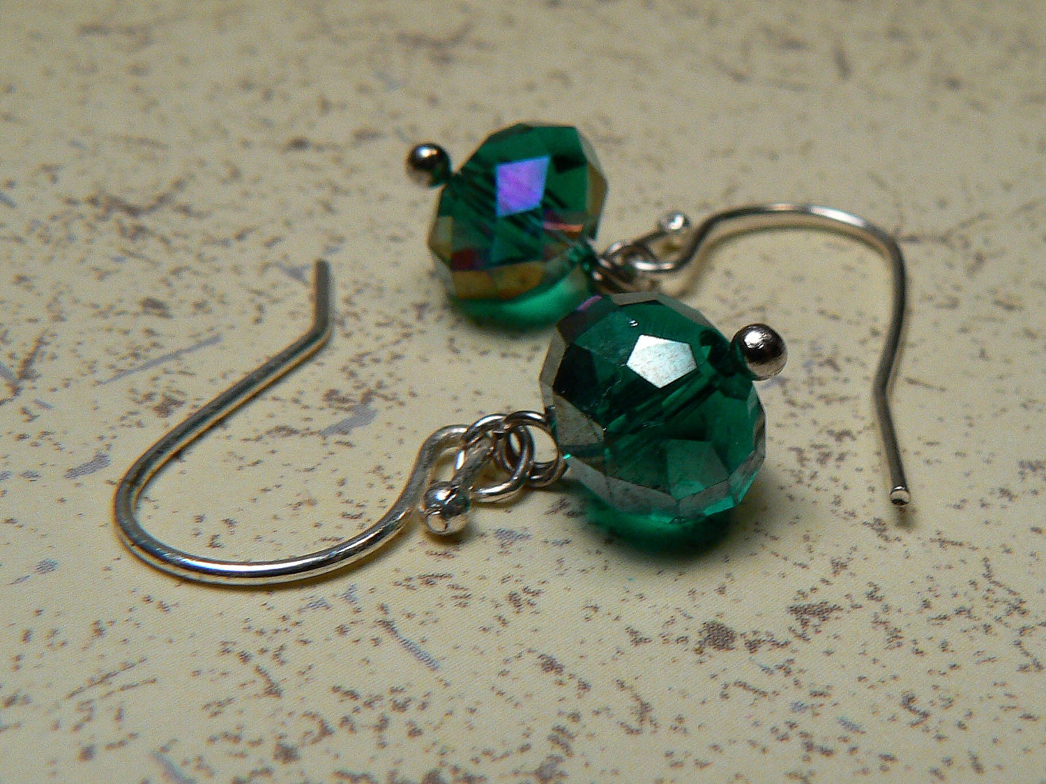 Teal Crystal Earrings, Dainty Teal Dangles, Minimalist Earrings, Lightweight Sparkly Crystal Earrings, Blue Green Crystal Dangles
