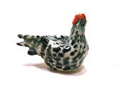 chicken figurine -  speckled hen -  porcelain animal figurine