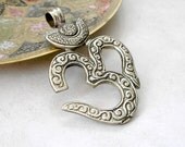 Silver OM Pendant- Tibetan OM AUM Silver Pendant- Large Tibetan Pendant