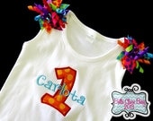 Curly Bow Tank for baby girls toddler- Applique Number or Initial Custom Order for girls
