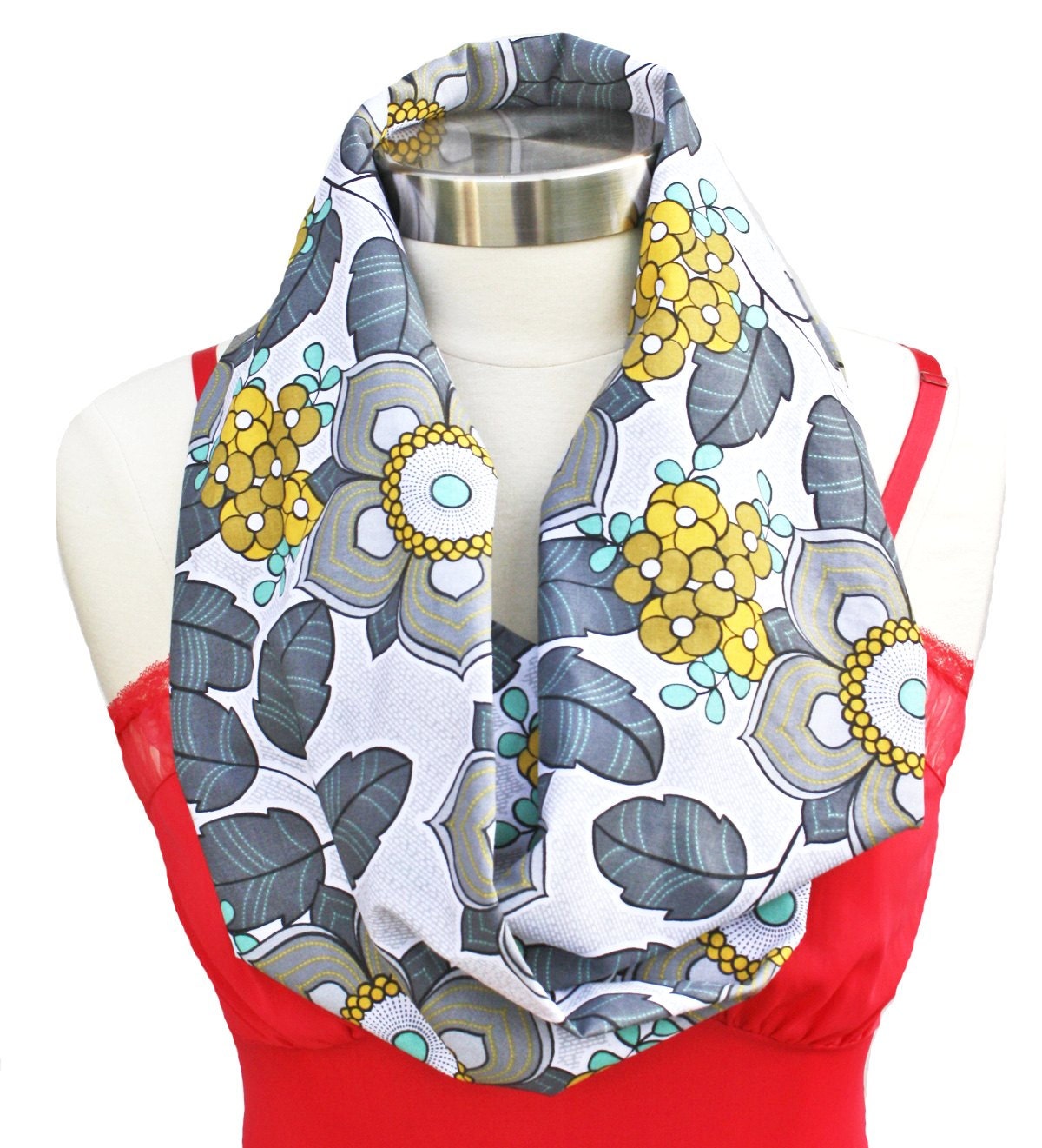Infinity Circle Cowl Scarf - Spring Flowers