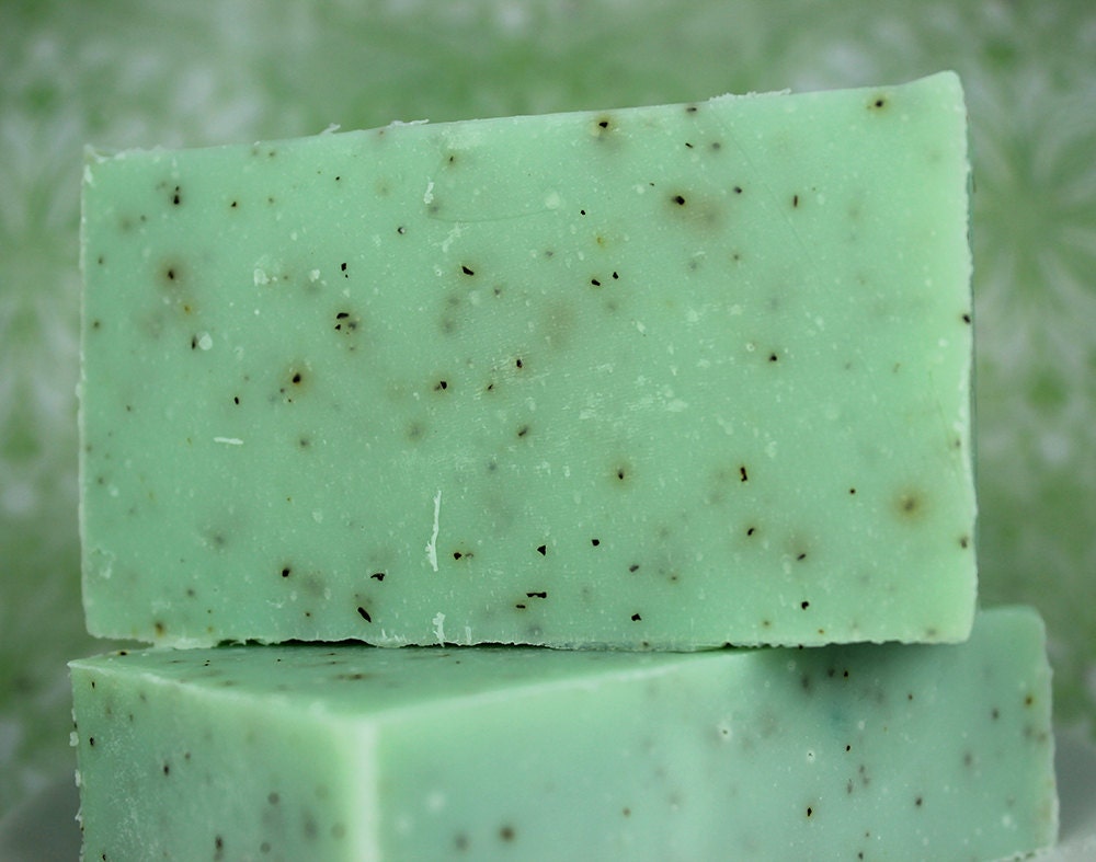Basil Mint Cold Processed Luxury Soap with Tussah Silk