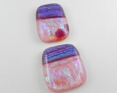 Set of 2 Dichroic Fused Glass Cabochons - 1104