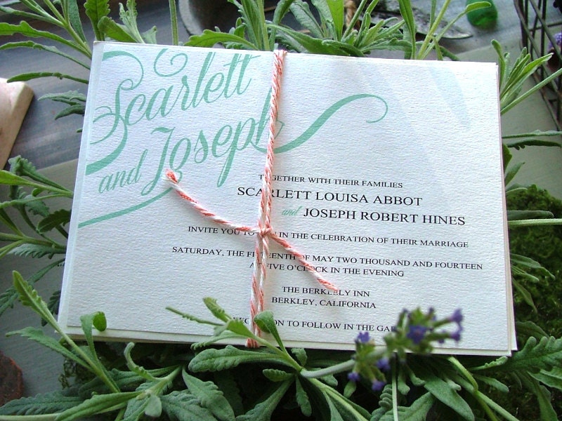 Lovely Turquoise, Mint Green Wedding Invitations: Scarlet Swirl wedding invitations