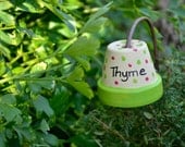 Plant Marker with Copper Stake, Mini Terra Cotta Pot, Hand-painted, Garden Decor