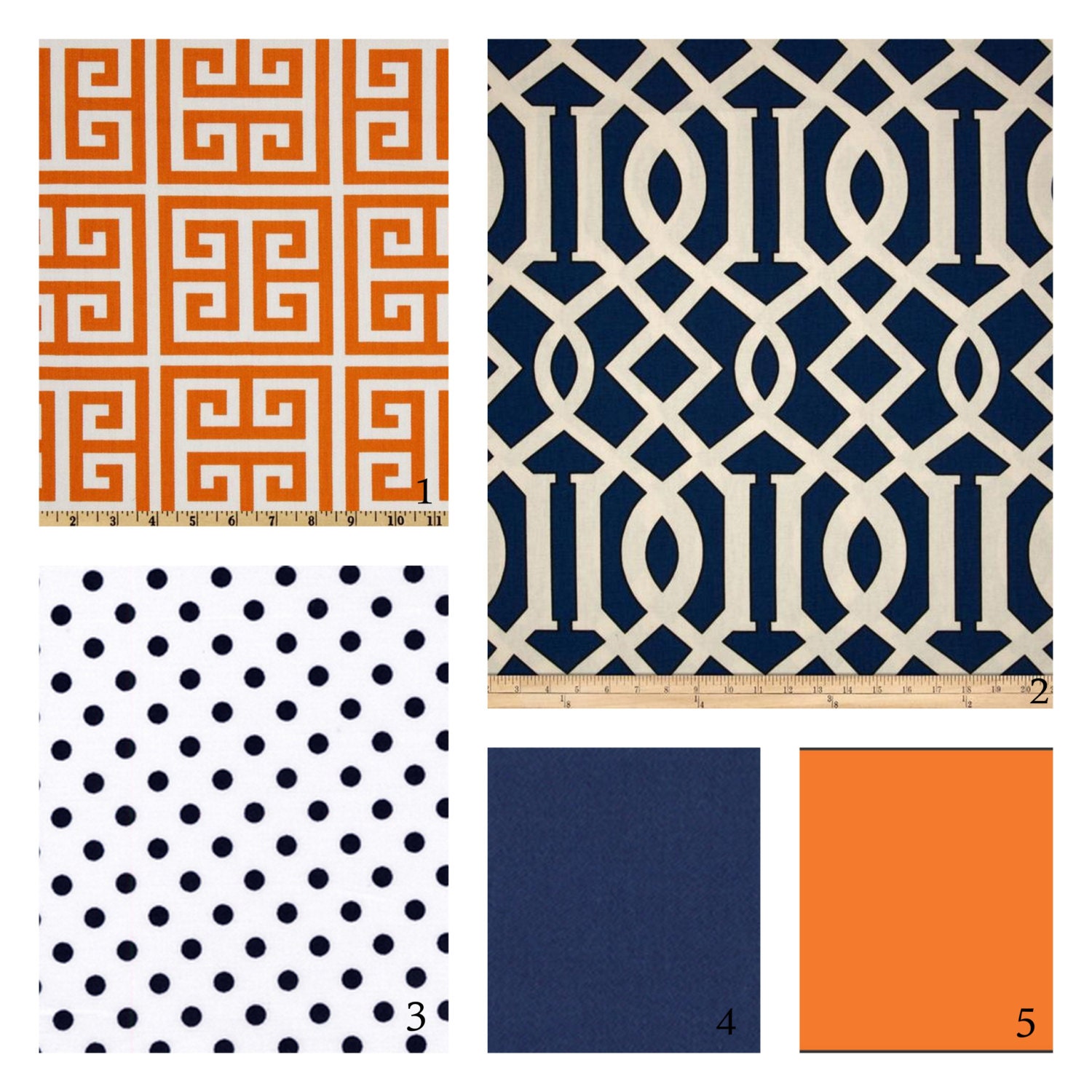 Custom Crib Bedding-3 piece-Navy, Orange and Grey