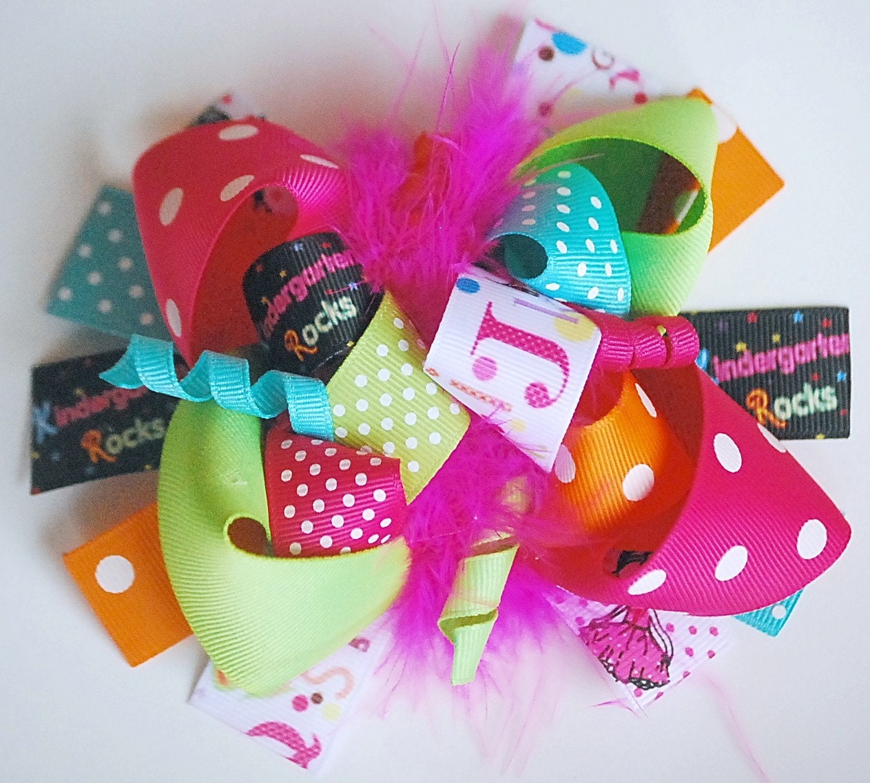 boutique FUNKY fun KINDERGARTEN ROCKS hair bow clip