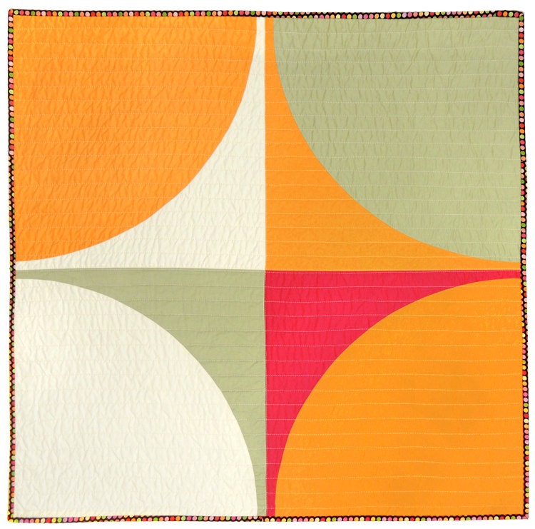Modern Unisex Baby Quilt - Orange POP