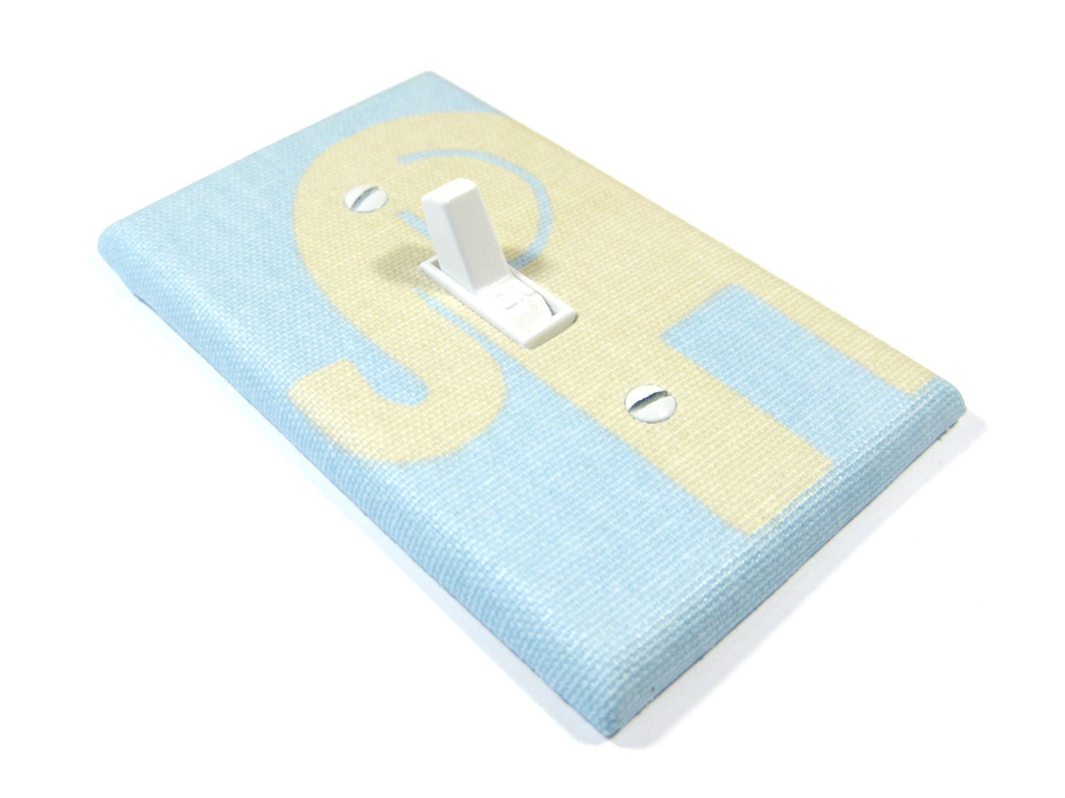 Cream on Light Blue Elephant Nursery Decor Light Switch Cover Baby Boys Bedroom Jungle Safari Theme 1192