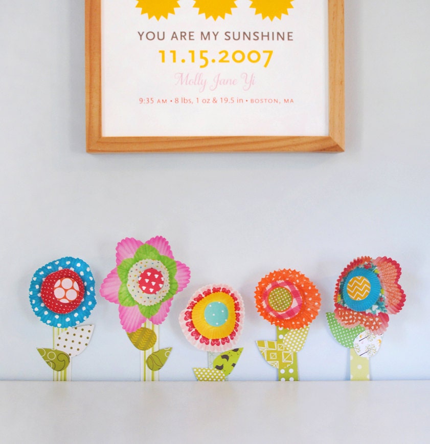 Flower Wall Art, modern nursery art, custom wall art, paper flowers, baby gift