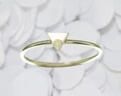 diamond triangle ring- sterling silver ring- delicate ring