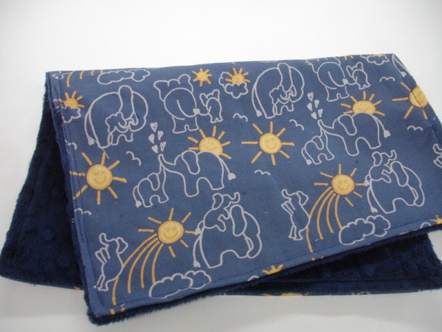 You Are My Sunshine Elephants in Navy Blue  Baby Burp Cloth