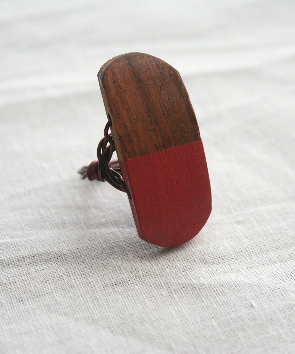 Orange Wood Ring - Casual - Tribal - Boho