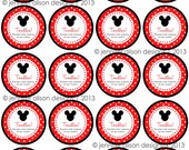 INSTANT DOWNLOAD / Red Mickey Mouse TOODLES 2" printable Party Circles  Cupcake Topper / Stickers / Thank You Tag