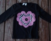 Valentines Day "LOVE WILD" collection  Girls tee  size  6-12-18-24 month and 2-3-4-5-6-7-8 with zebra / cheetah / damask / dots