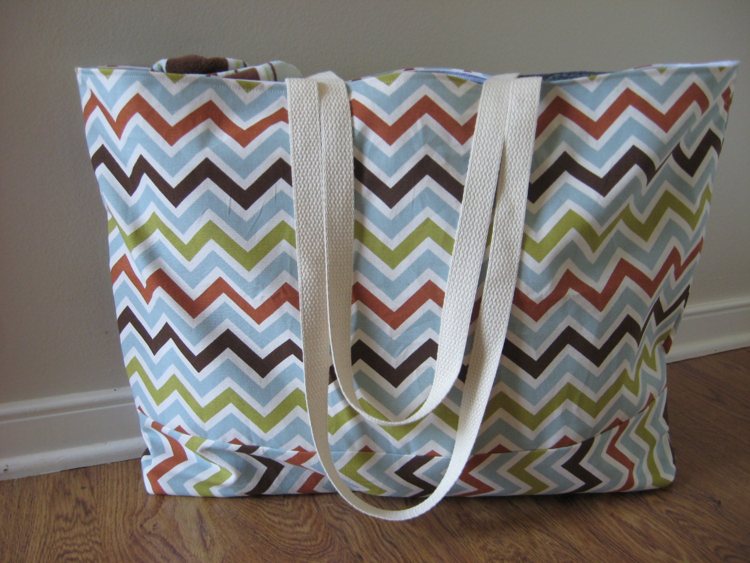 Extra Large Beach Tote, Beach Bag Chevron,  summer Chevron