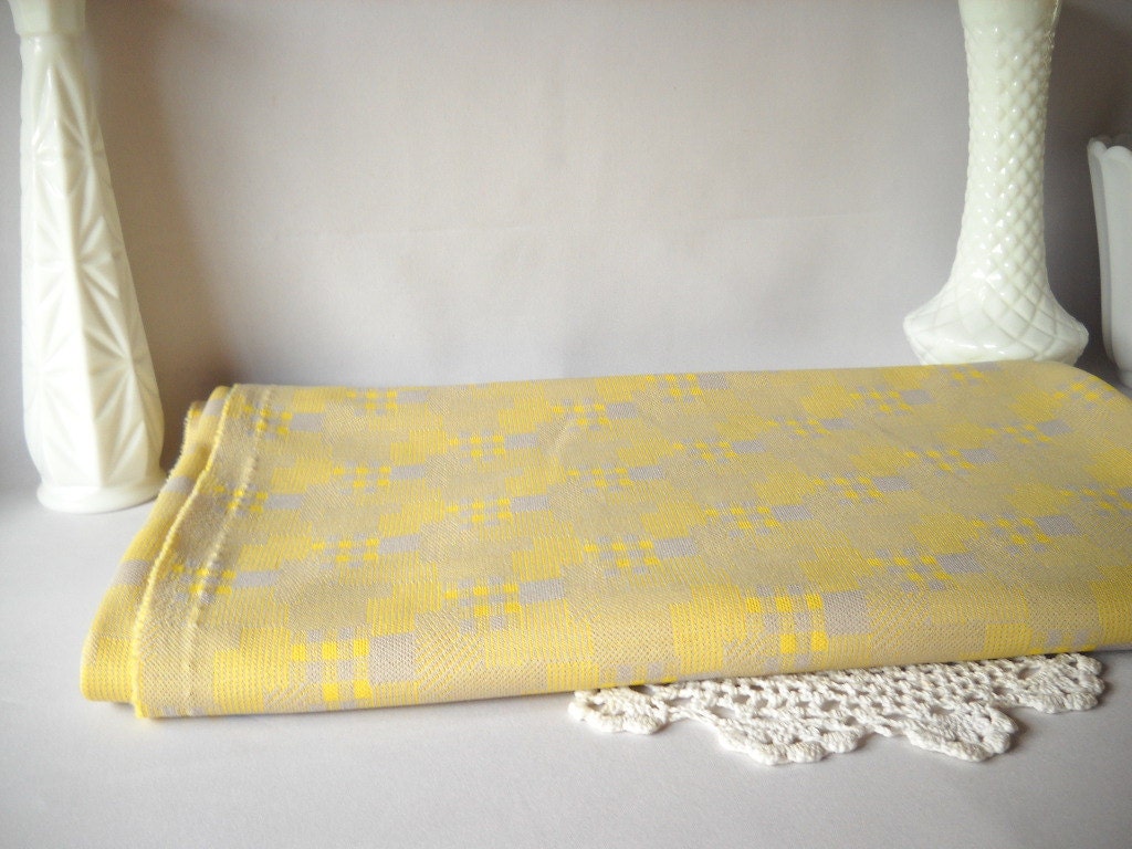 Vintage Fabric Plaid Fabric Yellow Grey Retro Groovy 1960s Fabric 1970s