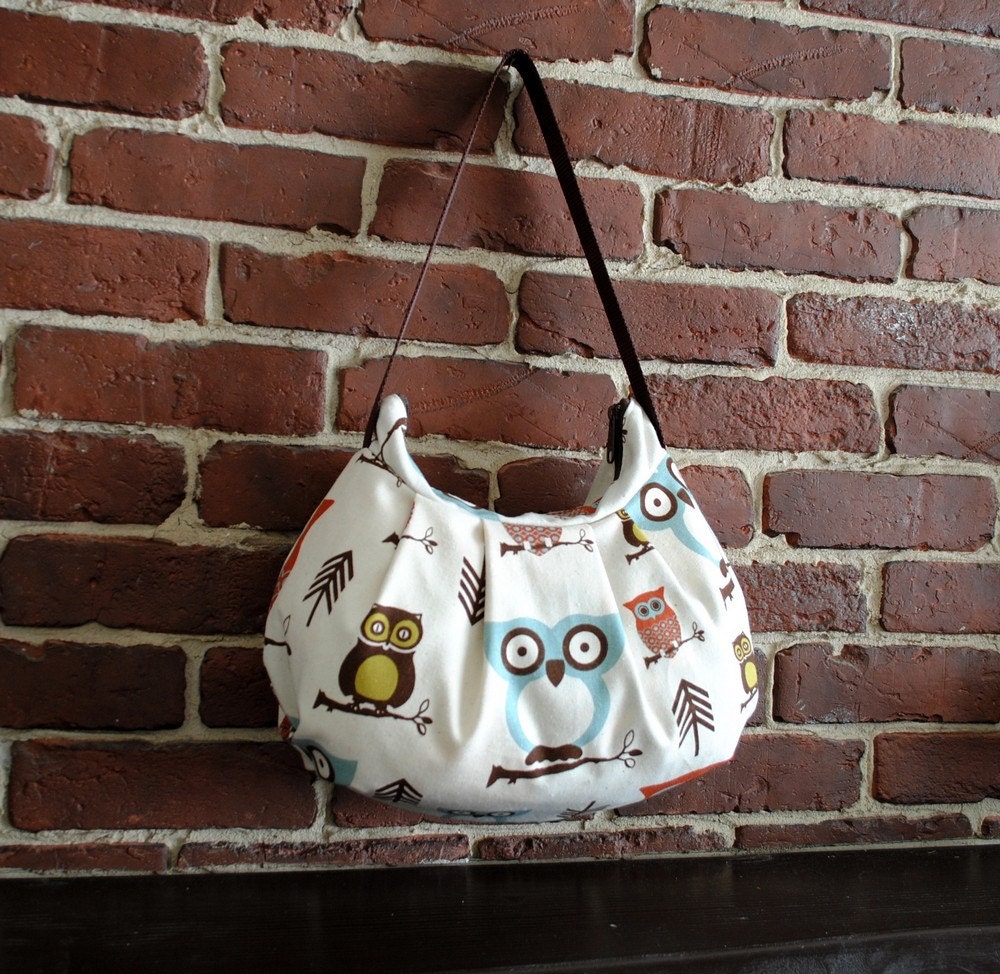 Pleated Bag // Shoulder Purse - Cute Owl