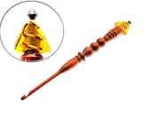Handmade Wood Crochet Hook 24kt Gold Foil Pyramid size G