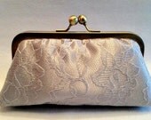 Personalized Silver Grey Lace Clutch