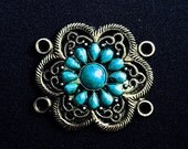 9 Faux Turquiose and Filigree findings 47 cm x 43 cm...almost 2 x 1.75 inches
