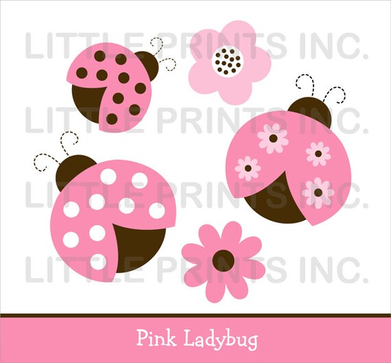 Mod Pink Ladybug Clip Art INSTANT DOWNLOAD Il_570xn