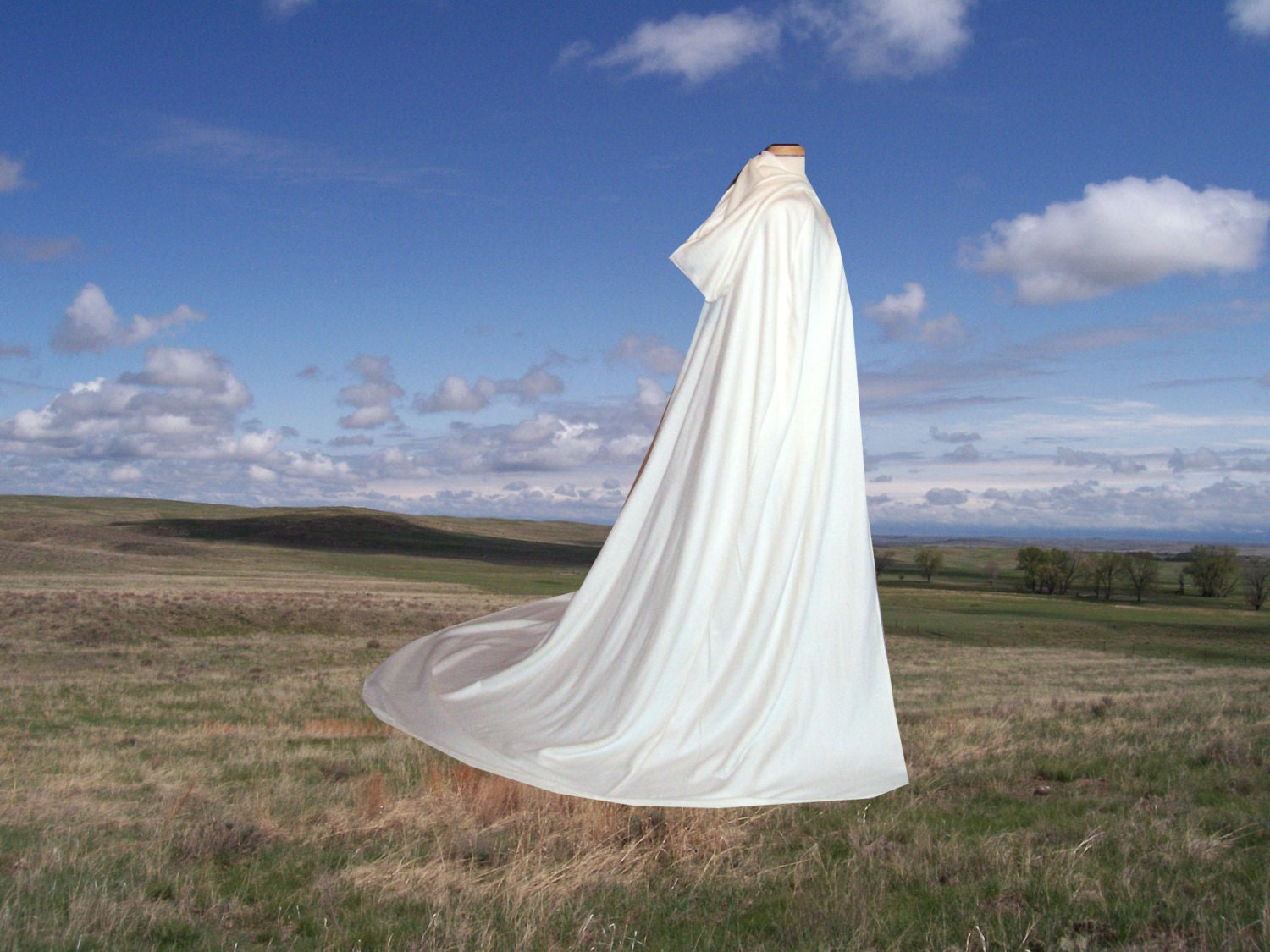 Ivory Fleece Wedding Cloak Cape Costume Renaissance Medieval