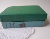Vintage Aqua and Green 1940s Pair of Books