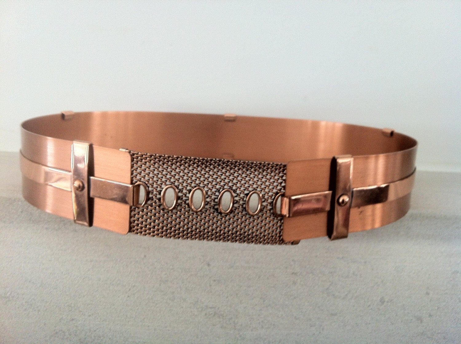 sale- vintage 1970s Copper Corset Belt - Renoir and signed