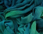 Hand dyed cotton scrim, cotton gauze - dark blue, teal, royal blue, emerald green, turquoise, peacock