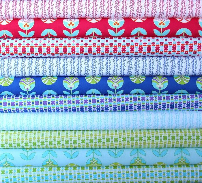 Color Me Retro half yard bundle--10 pieces---5 yards total--Jeni Baker for Art Gallery Fabrics
