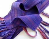 handwoven scarf very skinny deep indigo purple lariat