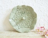 Ring Holder Trinket Dish Ring Catcher Bowl Jewelry Holder Grayed Jade Sage Green Lace Doily