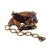Vintage 70s ETIENNE AIGNER Brown Leather Gold Chain Belt Equestrian