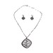 Vintage 60s Coro Modernist Pewter Pendant Necklace Earrings Demi-Parure