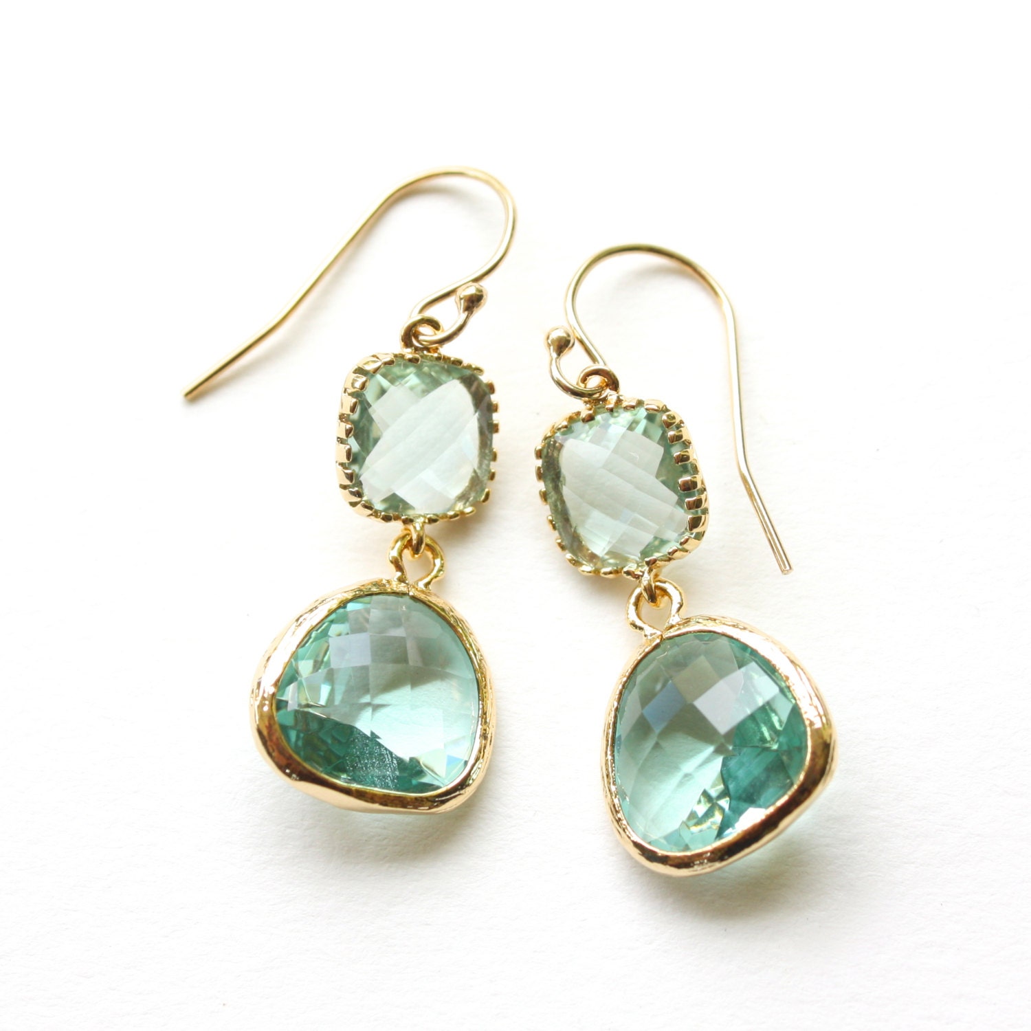 TenThings. DROPS of JUPITER. green amethyst. gold. earrings.