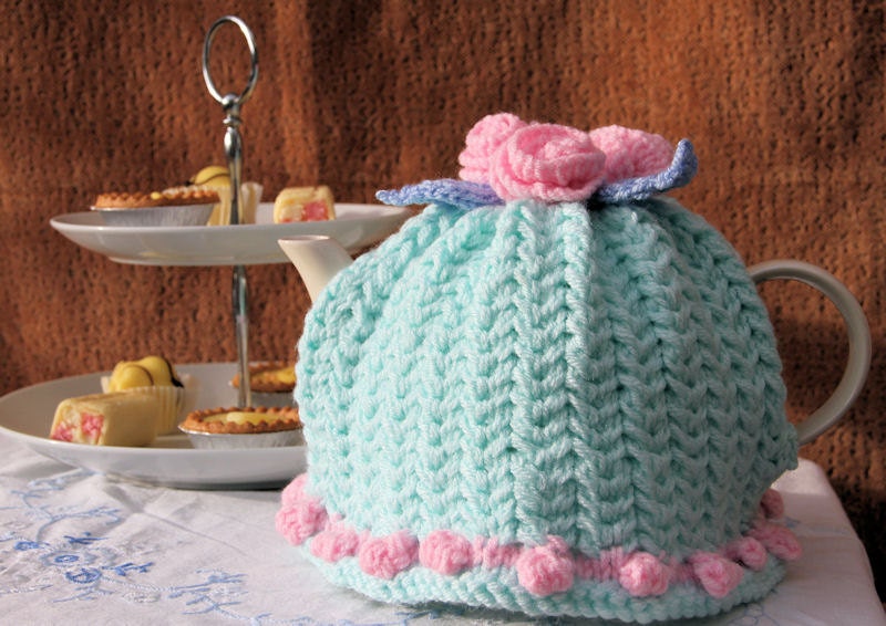 4-6 cup Light Turquoise, Pink & Blue Teapot Cosy