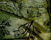 DESTASH 1/2 yd  Olive Green Owl Batik