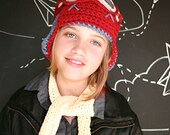 Blue Aviator Hat Set with Goggles - Cotton Crochet