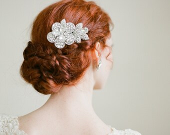 Rhinestone Flower Bridal Comb By Fine & Fleurie