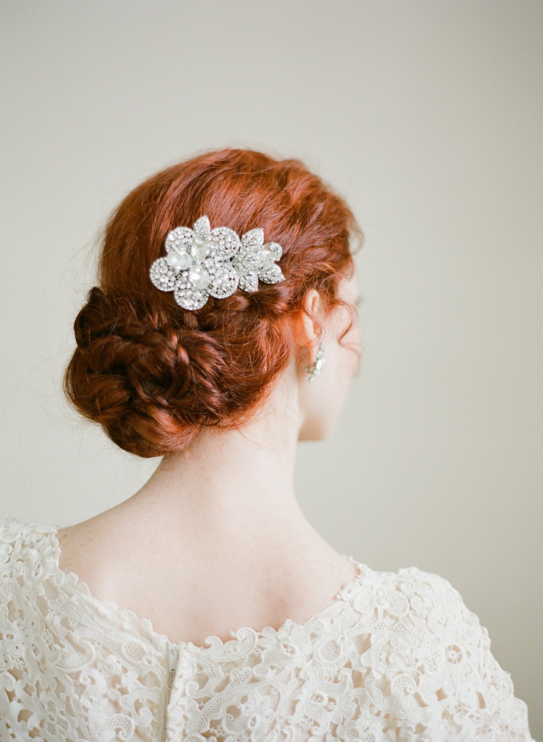 Rhinestone Flower Bridal Comb By Fine & Fleurie
