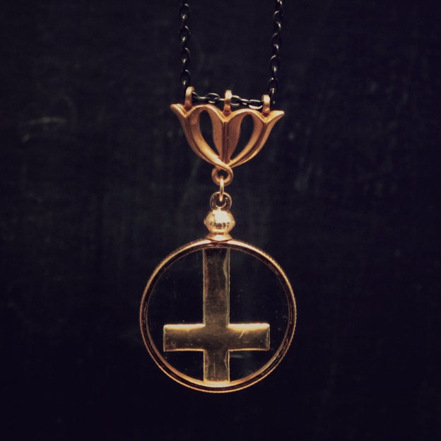 Victorian Style Locket Upside Down Cross
