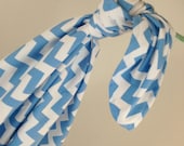 Riley Blake Medium Blue Chevron Baby Swaddling Blanket--LARGE
