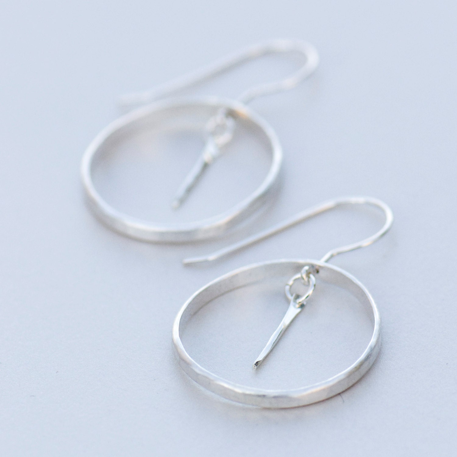 Circle and Spike Earrings, sterling silver