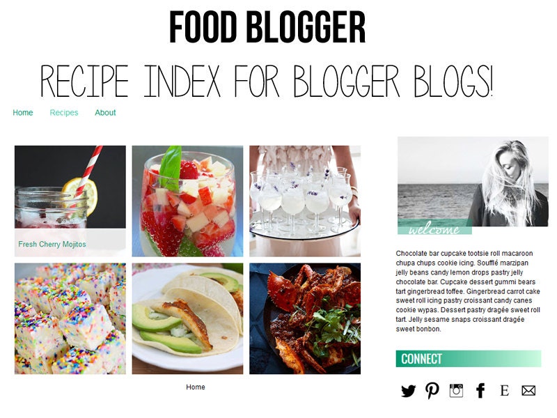 Food Blogger Recipe Index with Thumbnails Titles for Blogger