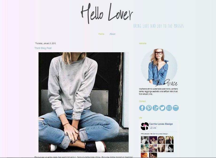 Premade Blogger Template Hello Lover