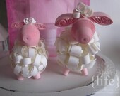 Quilled Sheep // Decor Figures // Baby and Mama //New mom // Pink & Antique white