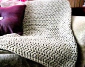 Throw Blanket Taupe, Tan, Brown Crocheted, Or YOU Choose Color, Warm Blanket, Home Decor, Interior Design, Neutral Pallate, Accent,